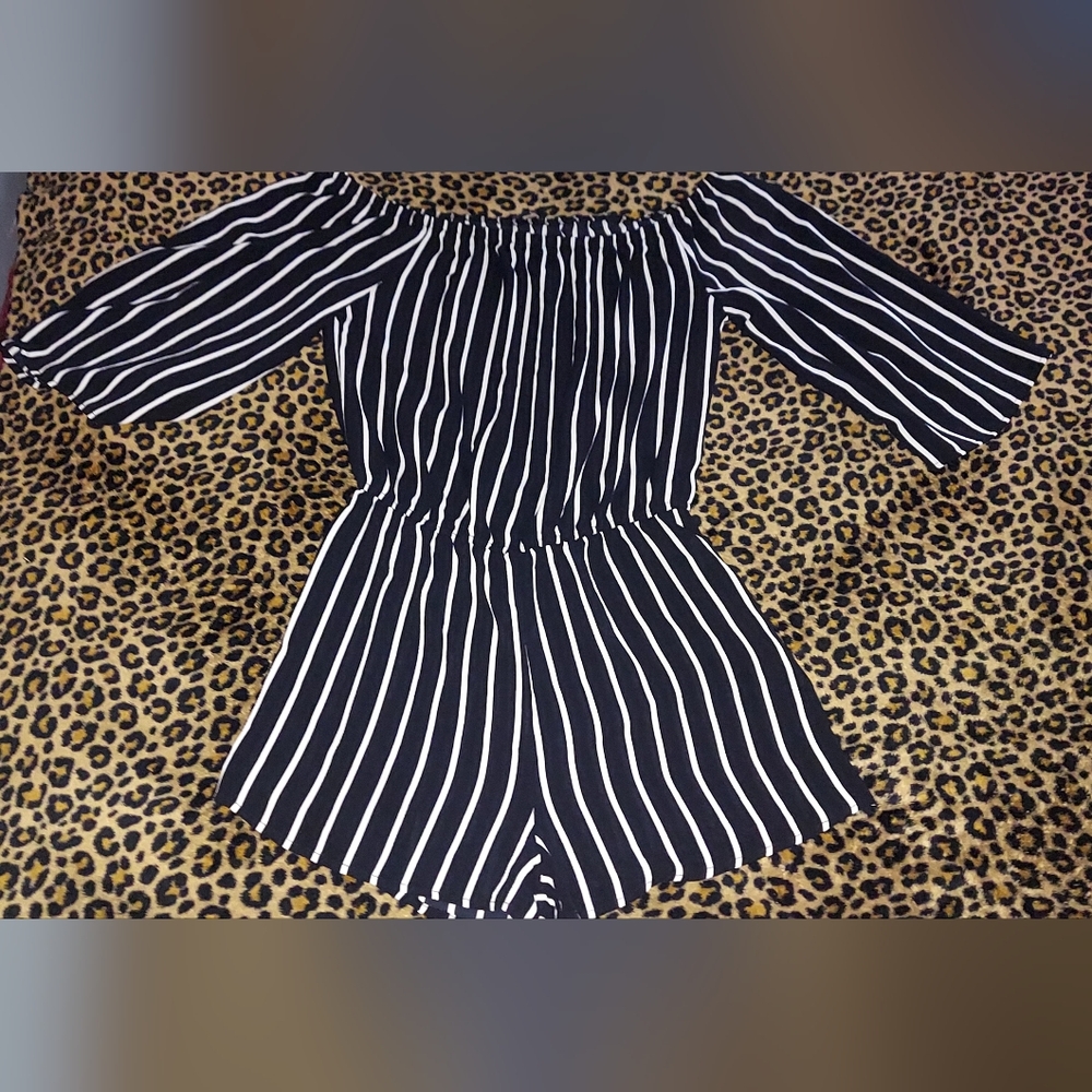 Ambiance Black and White Striped Jumpsuit